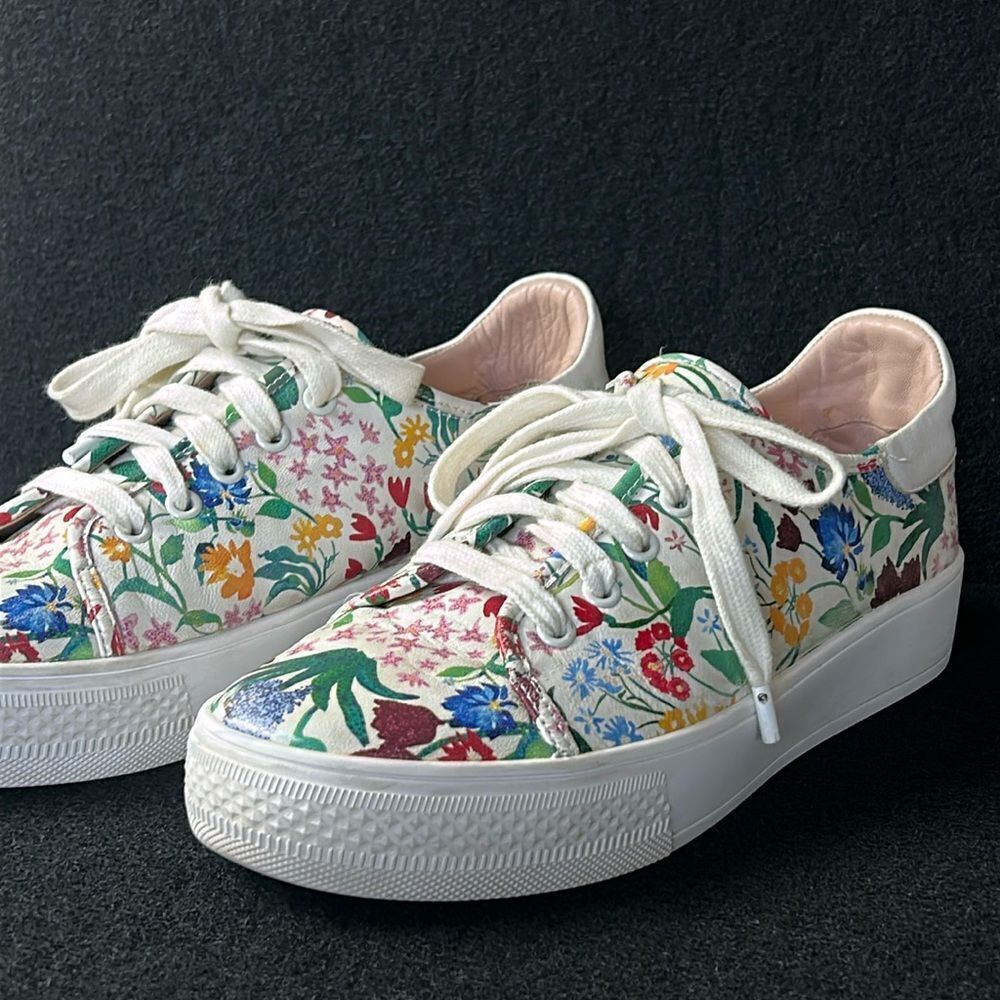 ALICE + OLIVIA Pemton Floral Nappa Leather Platform Shoes 39.5 size 9